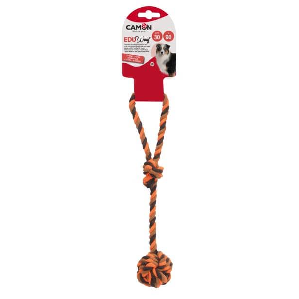DOG TOY CAMON BOULE DE COTON AVEC POIGNEE - 30 CM