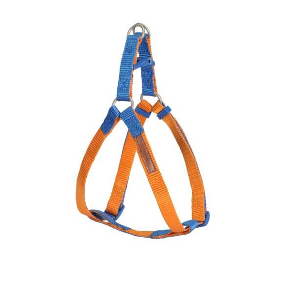HARNAIS  NYLON CAMON ONE TOUCH BICOLORE ORANGE/BLEU 10X250X400MM